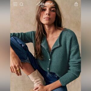 Sezane Teal Cardigan Sweater
